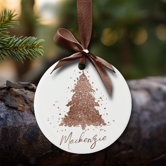 Elegant Christmas Tree | Glam Rose Gold Custom Keramik Ornament