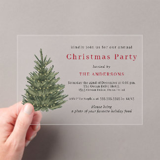 Elegant Christmas tree gold Christmas party Acryleinladungen