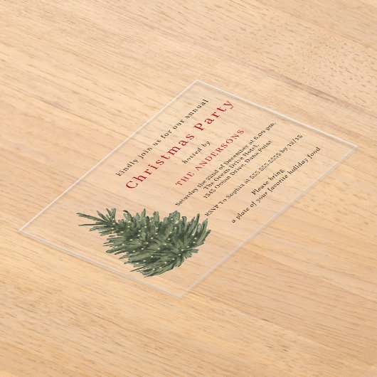 Elegant Christmas tree gold Christmas party Acryleinladungen (Ablage )