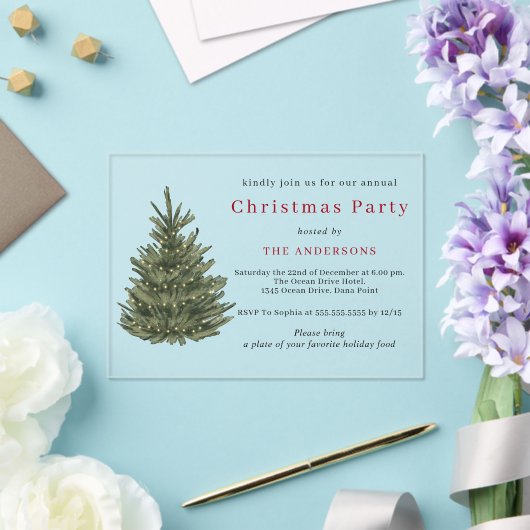 Elegant Christmas tree gold Christmas party Acryleinladungen (In Situ (Hochzeit))