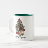 Elegant Christmas Tree Holiday Zweifarbige Tasse (Vorderseite Links)