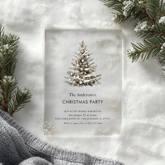 Elegant Christmas Tree Party Acryleinladungen