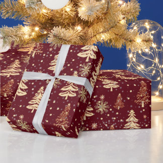 Elegant Christmas Tree Red Holiday Geschenkpapier