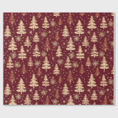 Elegant Christmas Tree Red Holiday Geschenkpapier (Flach)