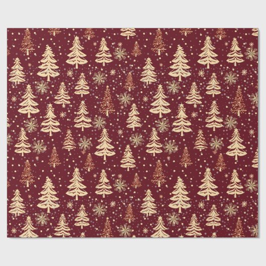 Elegant Christmas Tree Red Holiday Geschenkpapier (Flach)