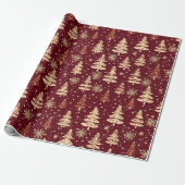 Elegant Christmas Tree Red Holiday Geschenkpapier (Ungerollt)