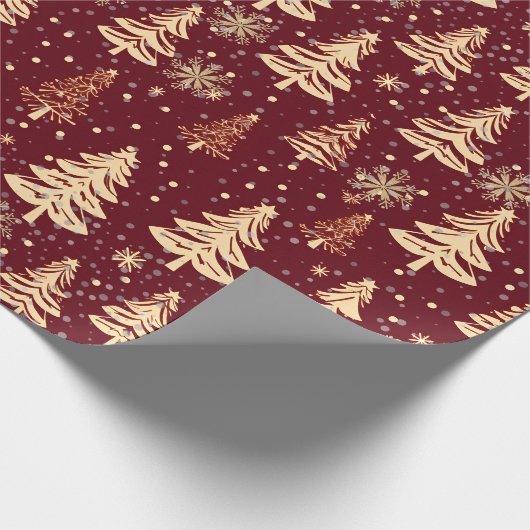 Elegant Christmas Tree Red Holiday Geschenkpapier (Ecke)