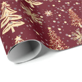 Elegant Christmas Tree Red Holiday Geschenkpapier (Rolleneckpunkt)