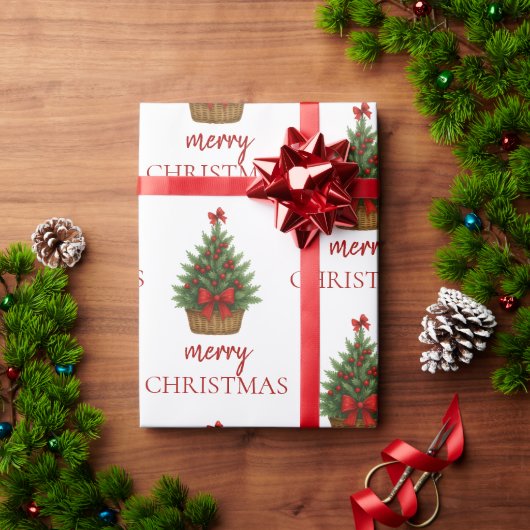 Elegant Christmas Tree – Red Ribbon Geschenkpapier (Feiertagsgeschenk)