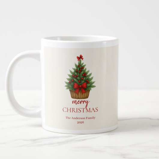 Elegant Christmas Tree – Red Ribbon Jumbo-Tasse (Links)