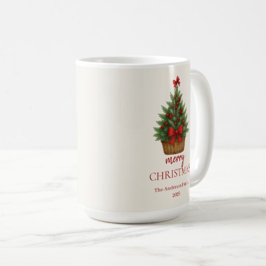 Elegant Christmas Tree – Red Ribbon  Kaffeetasse (VorderseiteRechts)