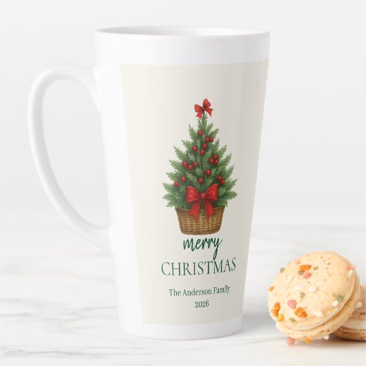 Elegant Christmas Tree – Red Ribbon Milchtasse (Beispiel)