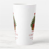 Elegant Christmas Tree – Red Ribbon Milchtasse (Vorderseite)
