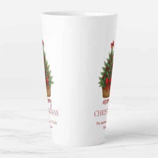 Elegant Christmas Tree – Red Ribbon  Milchtasse (Vorderseite)