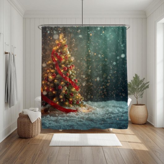 Elegant Christmas Tree Shower Curtain Duschvorhang