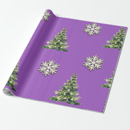 Elegant Christmas Tree & Snowflake Wrapping Paper Geschenkpapier