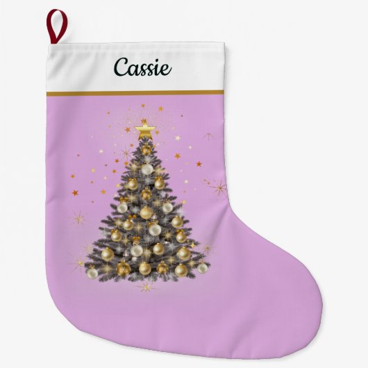 Elegant Christmas Tree Stocking – Classic Design Großer Weihnachtsstrumpf (Vorderseite)