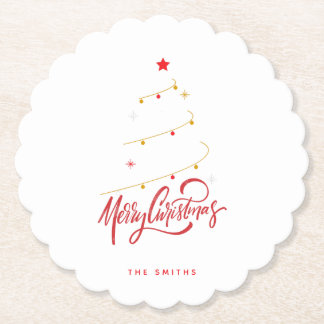Elegant Christmas Tree Typography Script Untersetzer