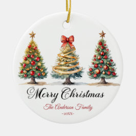 Elegant Christmas Trees Holiday Season Keramik Ornament