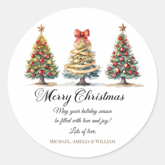 Elegant Christmas Trees Holiday Season Runder Aufkleber (Vorderseite)