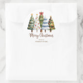 Elegant Christmas Trees Holiday Season Runder Aufkleber (Tasche)