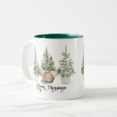 Elegant Christmas Trees Holiday Zweifarbige Tasse (Vorderseite Links)