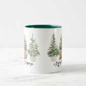 Elegant Christmas Trees Holiday Zweifarbige Tasse (Mittel)
