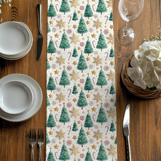 Elegant Christmas Trees Minimalist Dining Runner Mittelgroßer Tischläufer