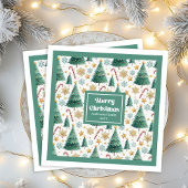Elegant Christmas Trees Red Green Holiday Napkins Serviette