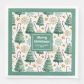 Elegant Christmas Trees Red Green Holiday Napkins Serviette (Vorderseite)