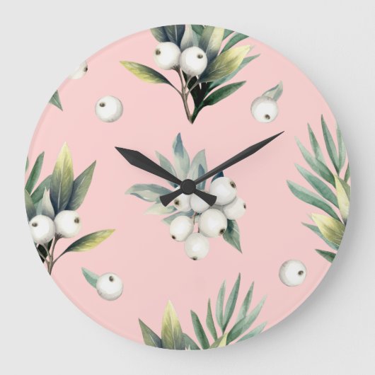 Elegant Christmas Wall Clock – Festive Winter Time Große Wanduhr (Vorderseite)