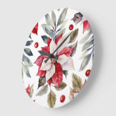 Elegant Christmas Wall Clock – Festive Winter Time Große Wanduhr (Winkel)