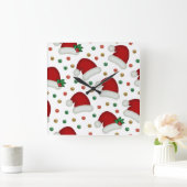 Elegant Christmas Wall Clock – Festive Winter Time Quadratische Wanduhr (Zuhause)