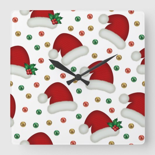 Elegant Christmas Wall Clock – Festive Winter Time Quadratische Wanduhr (Vorderseite)