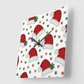 Elegant Christmas Wall Clock – Festive Winter Time Quadratische Wanduhr (Winkel)
