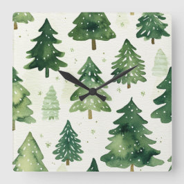 Elegant Christmas Wall Clock – Festive Winter Time Quadratische Wanduhr