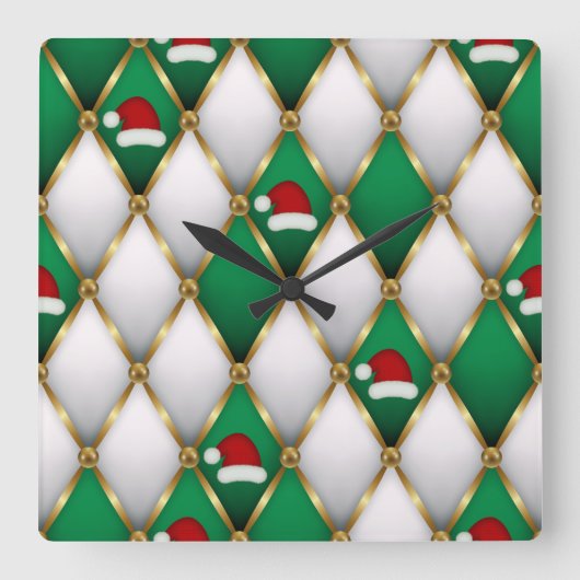 Elegant Christmas Wall Clock – Festive Winter Time Quadratische Wanduhr (Vorderseite)