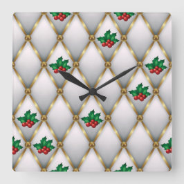 Elegant Christmas Wall Clock – Festive Winter Time Quadratische Wanduhr