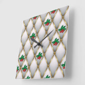 Elegant Christmas Wall Clock – Festive Winter Time Quadratische Wanduhr (Winkel)