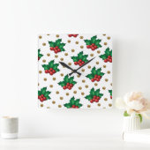 Elegant Christmas Wall Clock – Festive Winter Time Quadratische Wanduhr (Zuhause)