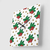 Elegant Christmas Wall Clock – Festive Winter Time Quadratische Wanduhr (Winkel)