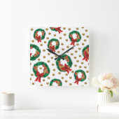Elegant Christmas Wall Clock – Festive Winter Time Quadratische Wanduhr (Zuhause)