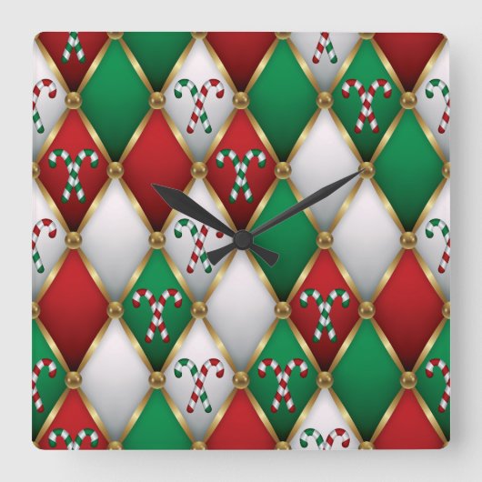 Elegant Christmas Wall Clock – Festive Winter Time Quadratische Wanduhr (Vorderseite)