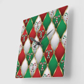 Elegant Christmas Wall Clock – Festive Winter Time Quadratische Wanduhr (Winkel)