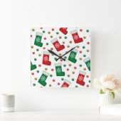Elegant Christmas Wall Clock – Festive Winter Time Quadratische Wanduhr (Zuhause)