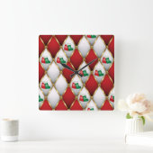 Elegant Christmas Wall Clock – Festive Winter Time Quadratische Wanduhr (Zuhause)