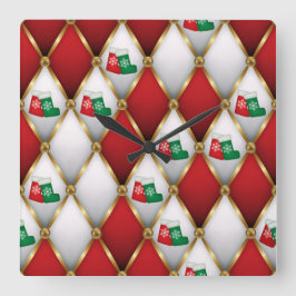 Elegant Christmas Wall Clock – Festive Winter Time Quadratische Wanduhr