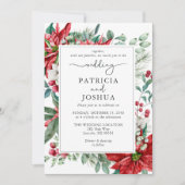 Elegant Christmas Wedding Invitation Poinsettia Einladung (Vorderseite)