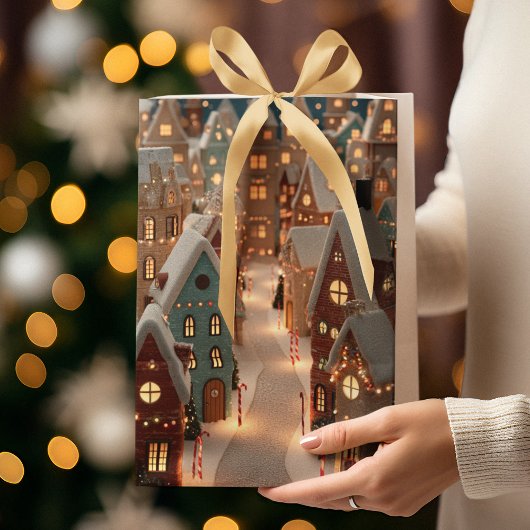Elegant Christmas Whimsical Village | Gift Bag Mittlere Geschenktüte