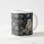 Elegant Christmas white owl woodland winter forest Jumbo-Tasse (Vorderseite Rechts)